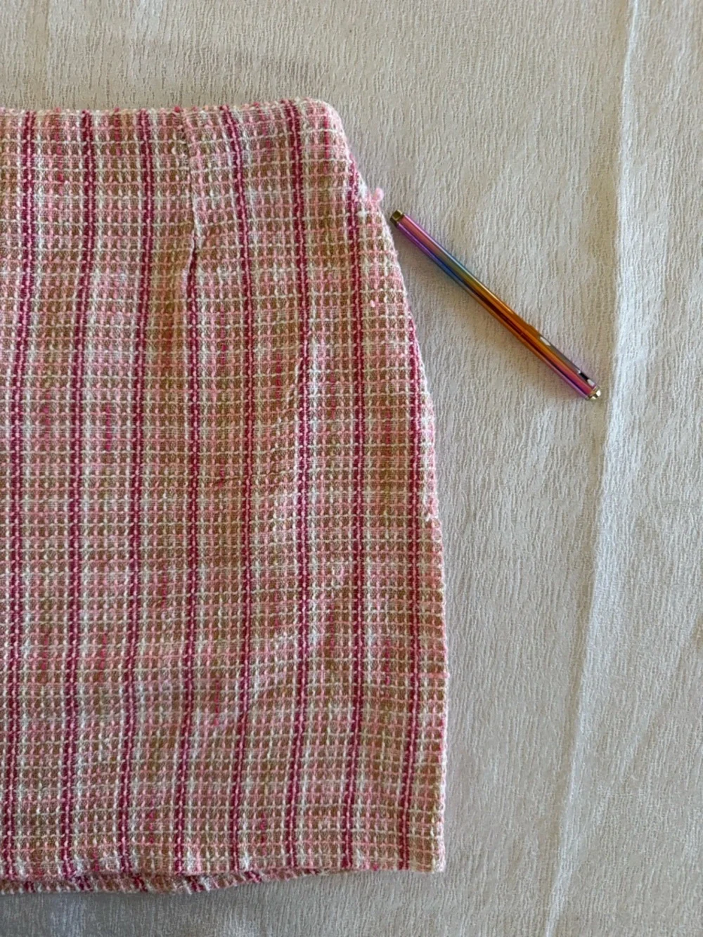 Milk‎ & Honey Pink Tweed Mini Skirt Pockets Textured Womens Small